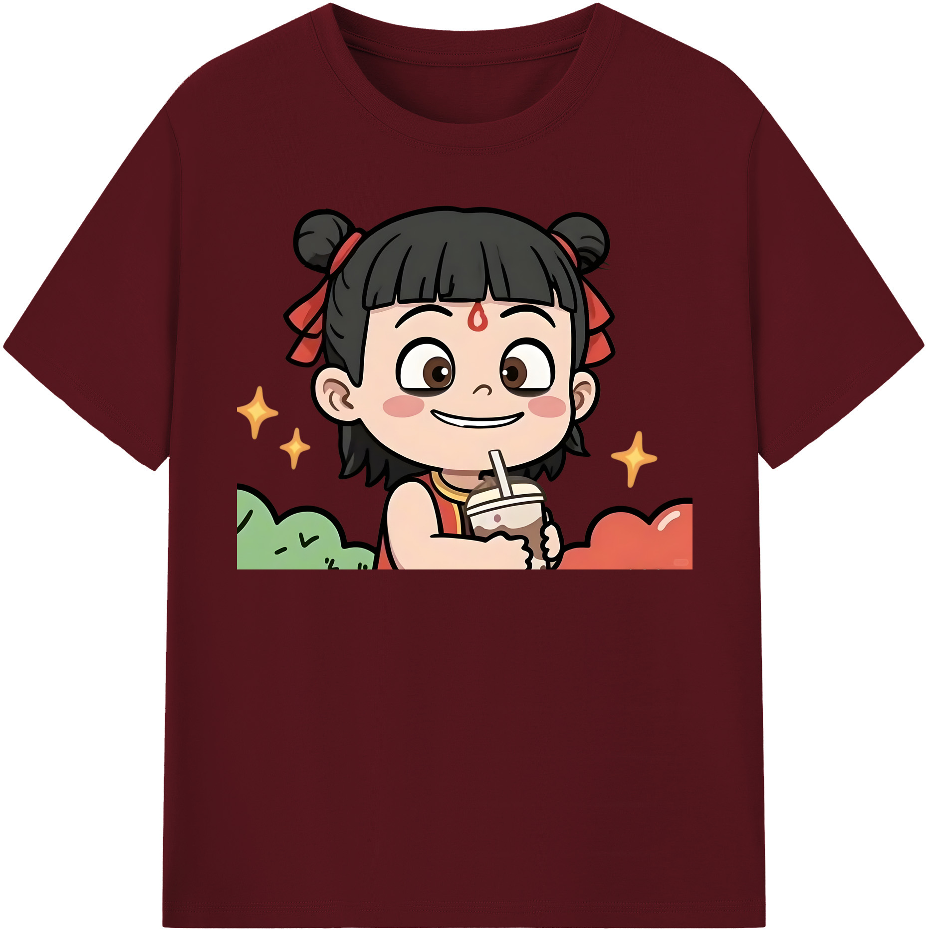 （画像用） Ne Zha 2 ナタ 魔童の大暴れ 綿100％半袖Tシャツ（フロントプリント）